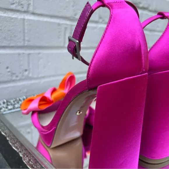 Pelle Moda Pink and Orange Women's Platform Bow Heels
