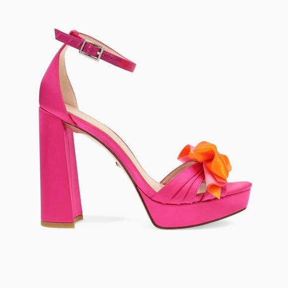 Pelle Moda Pink and Orange Women's Platform Bow Heels
