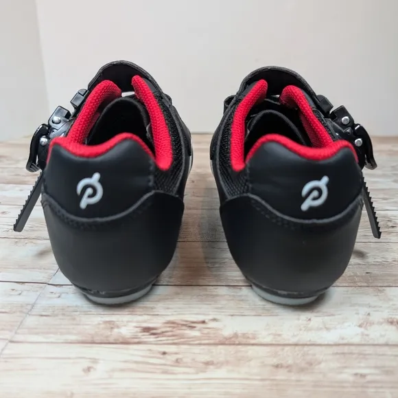 Peloton Bike &amp; Bike Cycling Shoes Red Black White Unisex Size 38 Like New Size 8