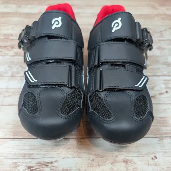 Peloton Bike &amp; Bike Cycling Shoes Red Black White Unisex Size 38 Like New Size 8