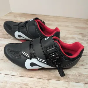 Peloton Bike &amp; Bike Cycling Shoes Red Black White Unisex Size 38 Like New Size 8