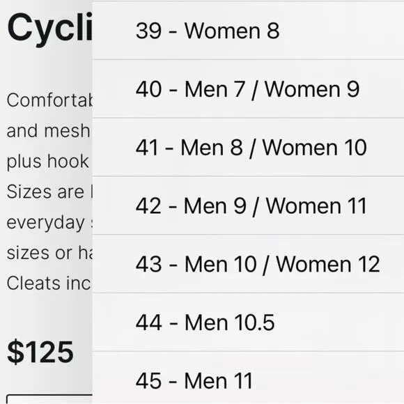 Peloton bike cycling shoes 40 / women’s 9 / men’s 7