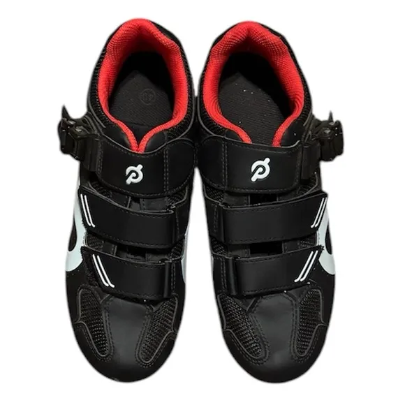 Peloton Black and Red Cycling Shoes with Red Interior