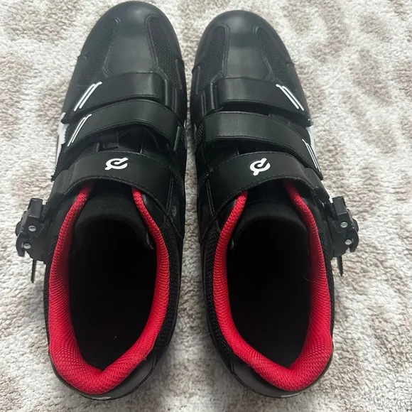 Peloton Black Cycling Shoes with Red Accents. 46-Men 12