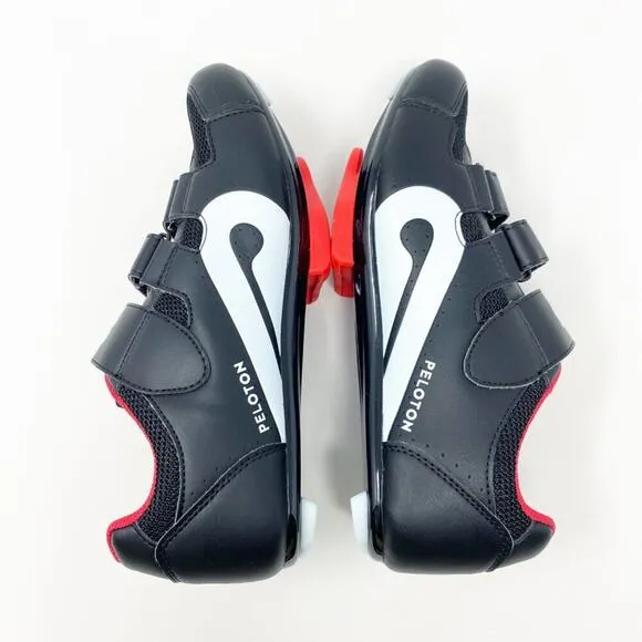Peloton Black/Red Clip in Cycling Shoes Size EU 37 Adjustable Hook &amp; Loop Straps