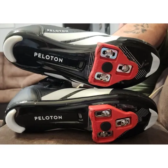 Peloton Cycling Bike Shoes Cleats Red Black White