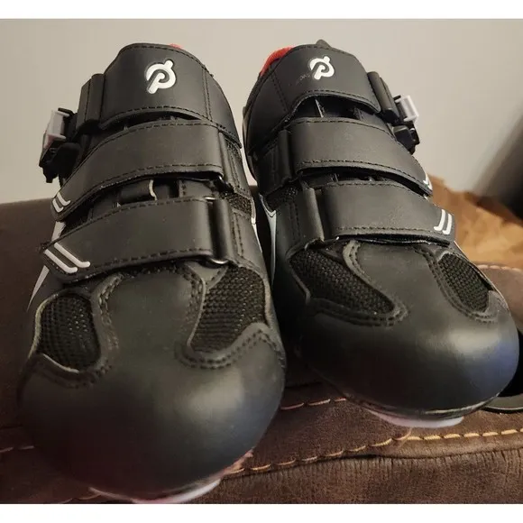 Peloton Cycling Bike Shoes Cleats Red Black White