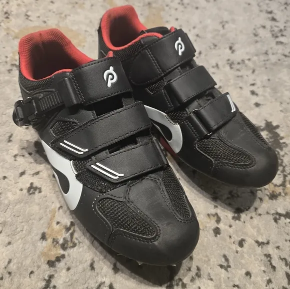 Peloton Cycling Shoes Black and White
