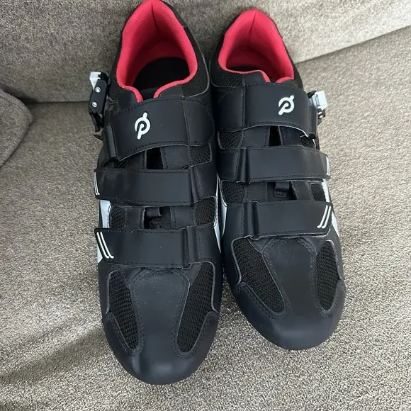 Peloton Cycling Shoes Men's 12 EU Size 46 Black W/Red F-JX-0121, PL-SH-B46