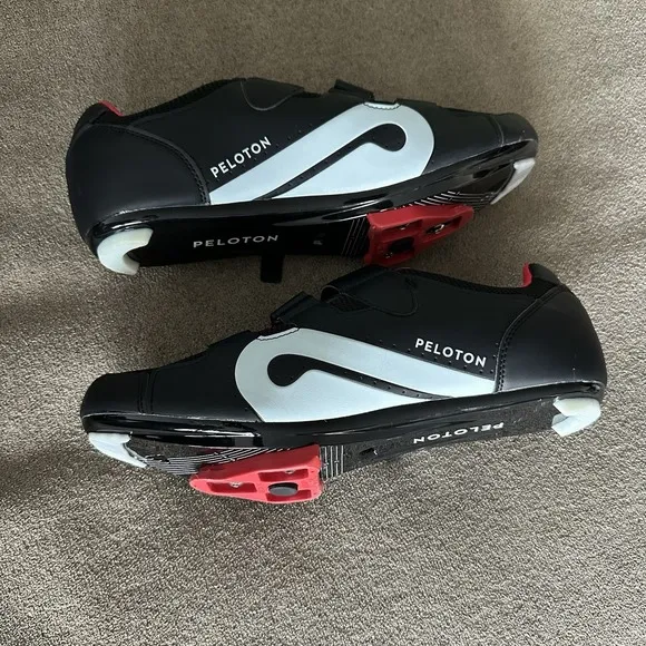 Peloton Cycling Shoes Men's 12 EU Size 46 Black W/Red F-JX-0121, PL-SH-B46