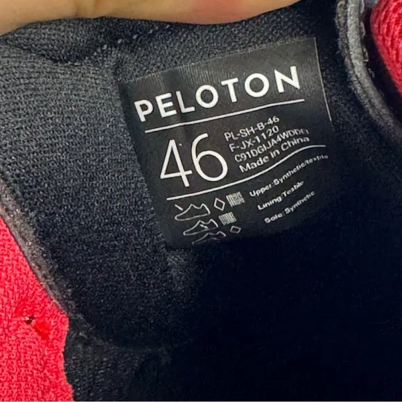 Peloton Cycling Shoes Size EU 46 Black/Red Bike Mens Size 13 US