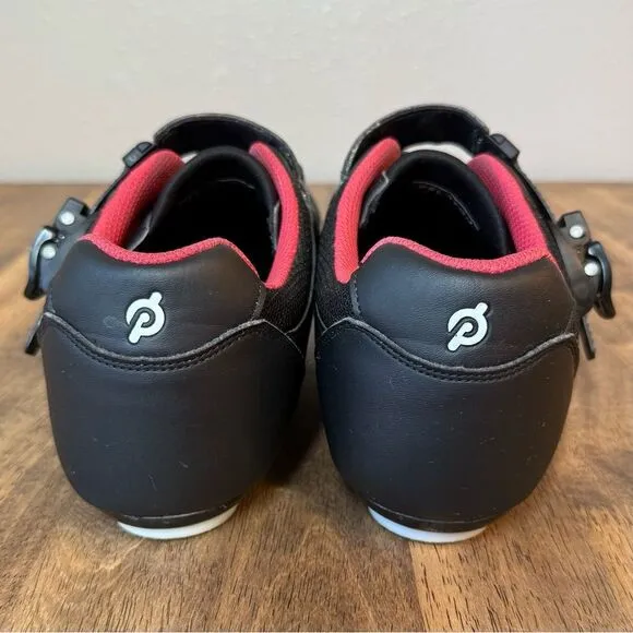 Peloton Cycling Shoes w/Delta Cleats Hook-And-Latch Closure Black Red Size EU 45