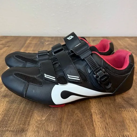 Peloton Cycling Shoes w/Delta Cleats Hook-And-Latch Closure Black Red Size EU 45