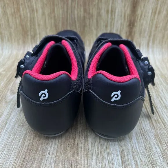 Peloton Cycling Women's Size 9 EU 40 Black Red Leather Cleats Athletic Shoes
