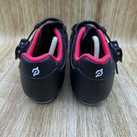 Peloton Cycling Women's Size 9 EU 40 Black Red Leather Cleats Athletic Shoes