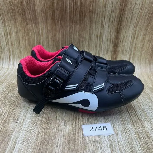 Peloton Cycling Women's Size 9 EU 40 Black Red Leather Cleats Athletic Shoes