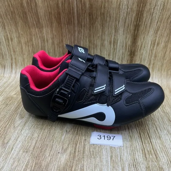 Peloton Cycling Women's Size 9 EU 40 Black Red Leather Cleats Athletic Shoes