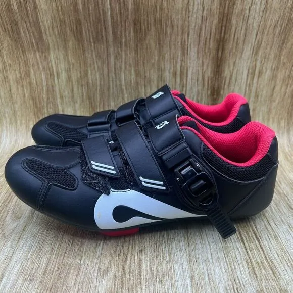 Peloton Cycling Women's Size 9 EU 40 Black Red Leather Cleats Athletic Shoes