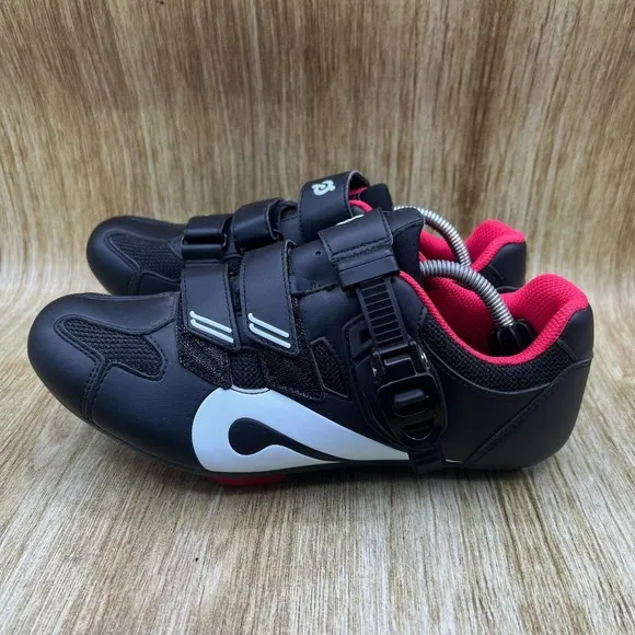 Peloton Cycling Women's Size 9 EU 40 Black Red Leather Cleats Athletic Shoes
