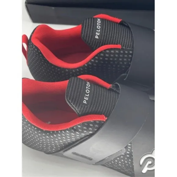 Peloton Shoes Sneakers Men's 7 Black Red No Clips Cycling  New