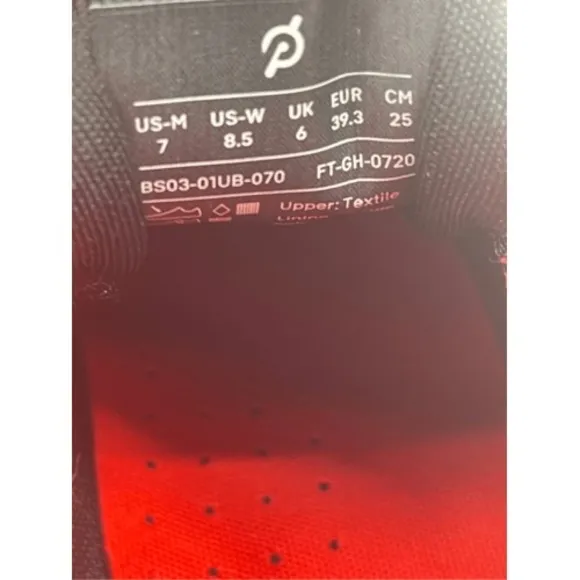 Peloton Shoes Sneakers Men's 7 Black Red No Clips Cycling  New