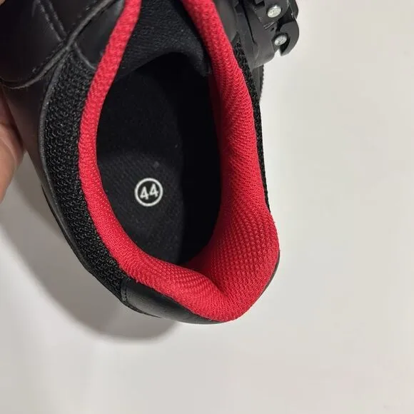 Peloton Athletic Cycling Shoes Mens Black Red Hook and Loop EUC