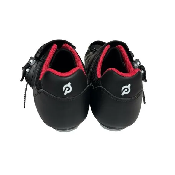 Peloton Athletic Cycling Shoes Mens Black Red Hook and Loop EUC