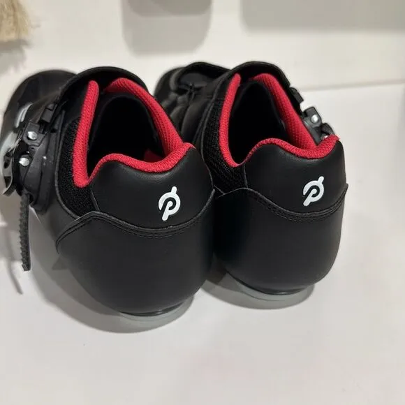 Peloton Athletic Cycling Shoes Mens Black Red Hook and Loop EUC