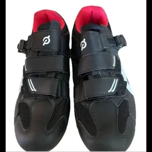 Peloton Mens Stationary Cycling Black White Low Top Hook And Loop Size 8(41)