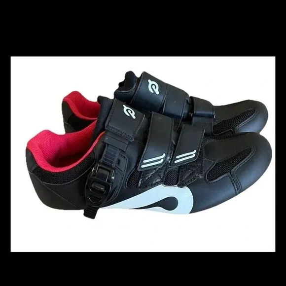Peloton Mens Stationary Cycling Black White Low Top Hook And Loop Size 8(41)