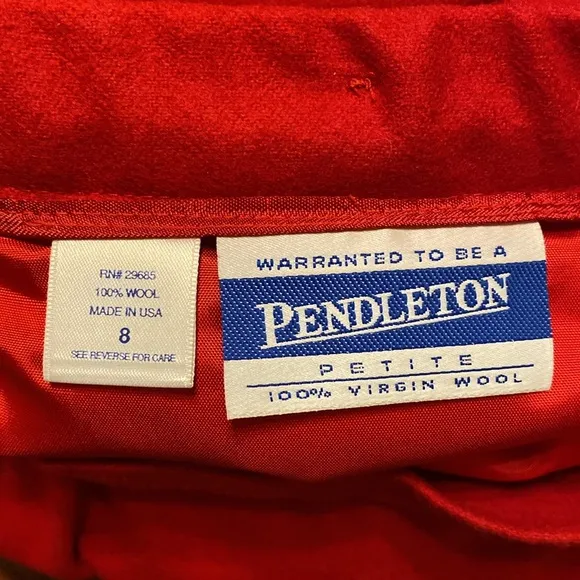 Pendleton Vintage wool red 2 piece suit jacket and skirt jacket size 6 skirt 8