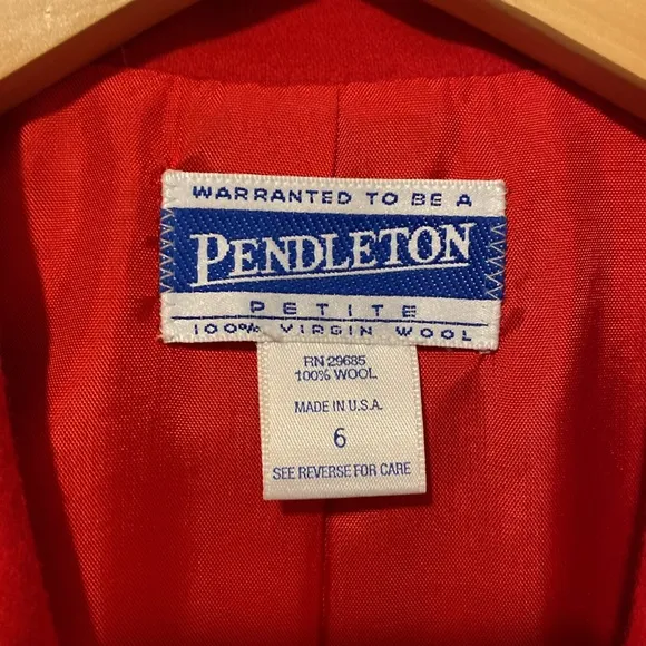 Pendleton Vintage wool red 2 piece suit jacket and skirt jacket size 6 skirt 8