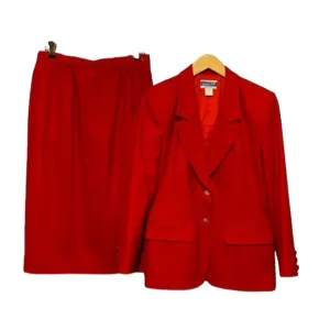 Pendleton Vintage wool red 2 piece suit jacket and skirt jacket size 6 skirt 8