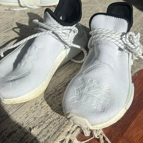 Pharrell Human Adidas Shoes ALL WHITE - Comes with Black Laces and Original Box