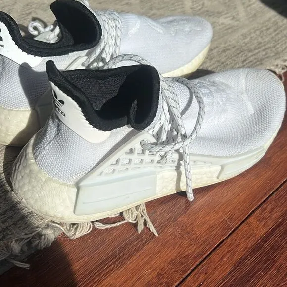 Pharrell Human Adidas Shoes ALL WHITE - Comes with Black Laces and Original Box