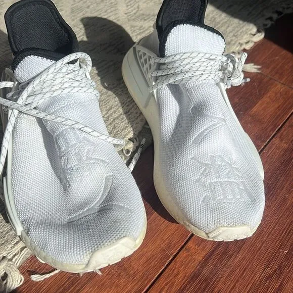 Pharrell Human Adidas Shoes ALL WHITE - Comes with Black Laces and Original Box