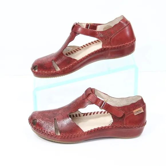 Pikolinos Vallarta Shoes New Women Red Leather Sandal Eu 38