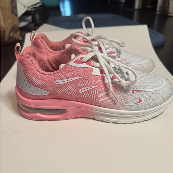 Pink and White Athletic Shoes with Air Cushion