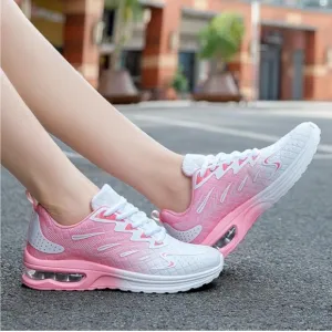 Pink and White Athletic Shoes with Air Cushion