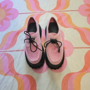 Pink Women's Shoes with Black Chunky Platform Lug Soles