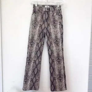 PISTOLA Nora Straight Pants Snake Print Neutral Stretch Cotton Blend Size 24