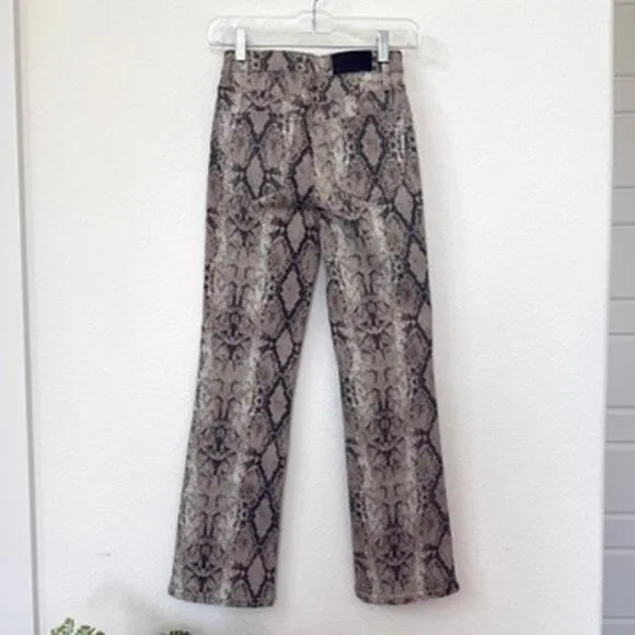 PISTOLA Nora Straight Pants Snake Print Neutral Stretch Cotton Blend Size 24