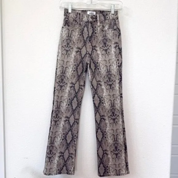PISTOLA Nora Straight Pants Snake Print Neutral Stretch Cotton Blend Size 24