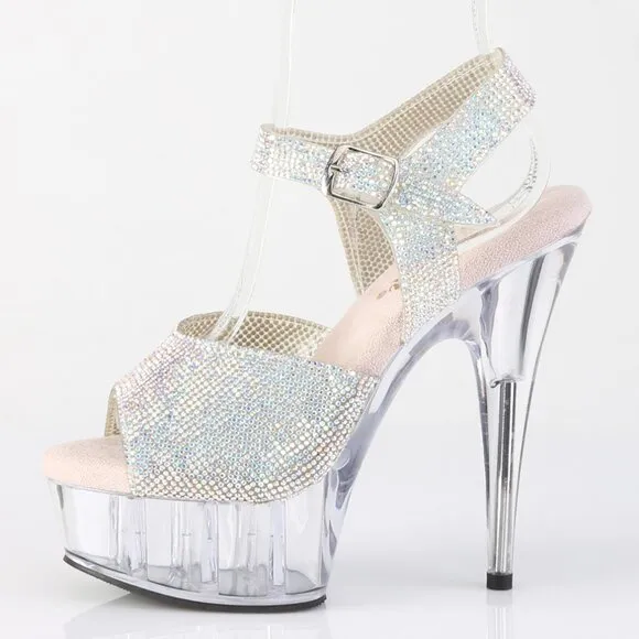 Platform Rhinestone Clear High Heel Shoes