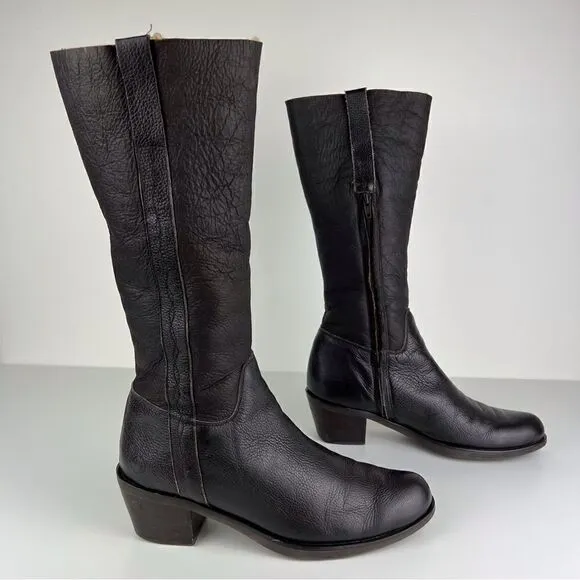 Pollini Way Out Tall Knee High Leather Boot Brown Women's sz IT 38 US sz…