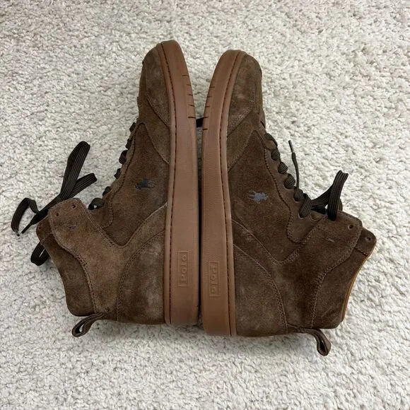 Polo Ralph Lauren CRT High Leather Cow Suede Pony Boots Shoes Mens Size 10