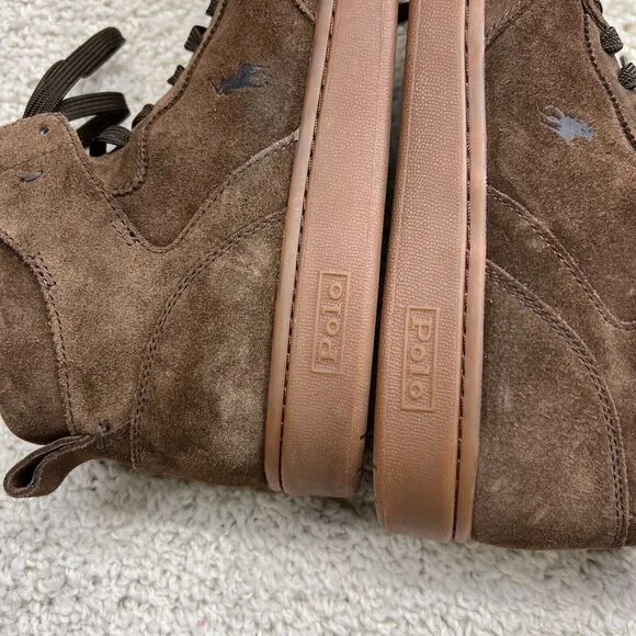 Polo Ralph Lauren CRT High Leather Cow Suede Pony Boots Shoes Mens Size 10