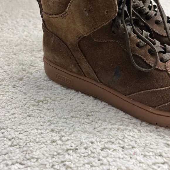 Polo Ralph Lauren CRT High Leather Cow Suede Pony Boots Shoes Mens Size 10