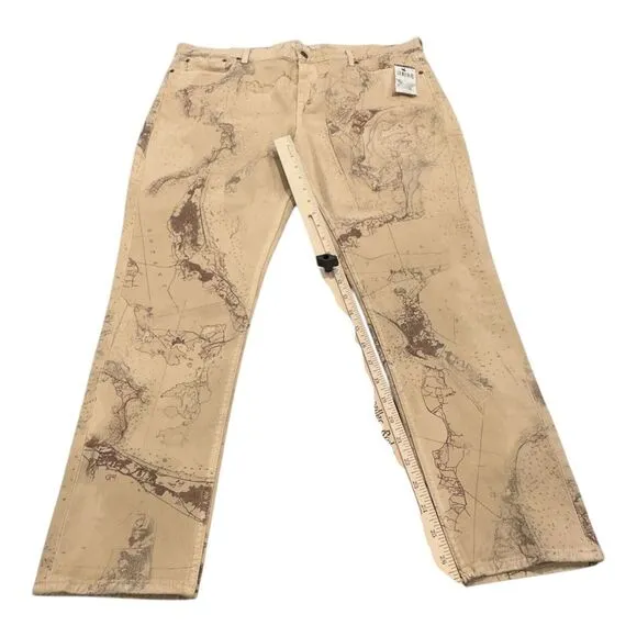 POLO Ralph Lauren The Tompkins Skinny High Rise Ankle Jeans Womens 34x27 Tan Map