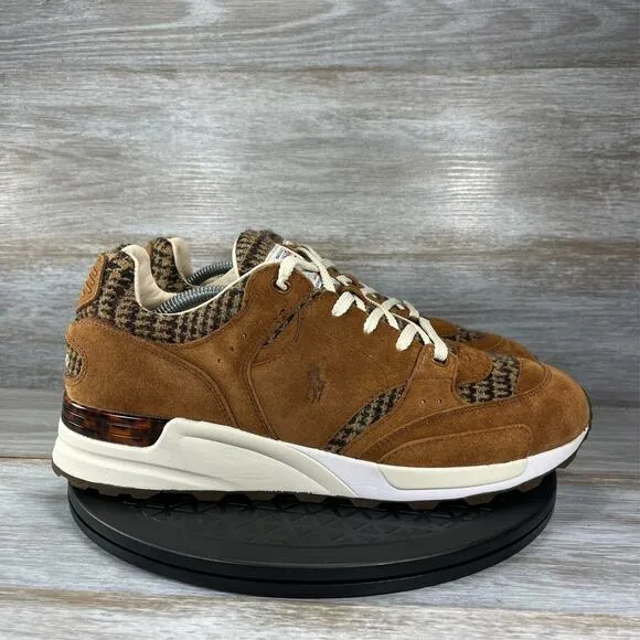 POLO Ralph Lauren X Harris Tweed Men's Trackster 200 Brown Suede Sneaker Size 11
